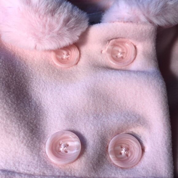 NWT Baby Pink Fleece and Faux Fur Coat with Buttons and Velcro by Starting Out - Picture 3 of 8